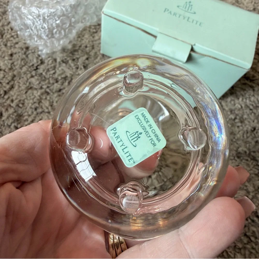 Vintage PartyLite Cauldron Votive Holder Pair P7647 Clear Glass - Picture 5 of 9